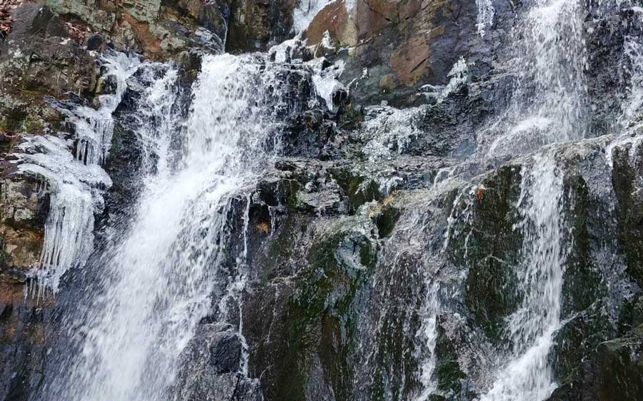 View of the Greenbrook Falls during winter season