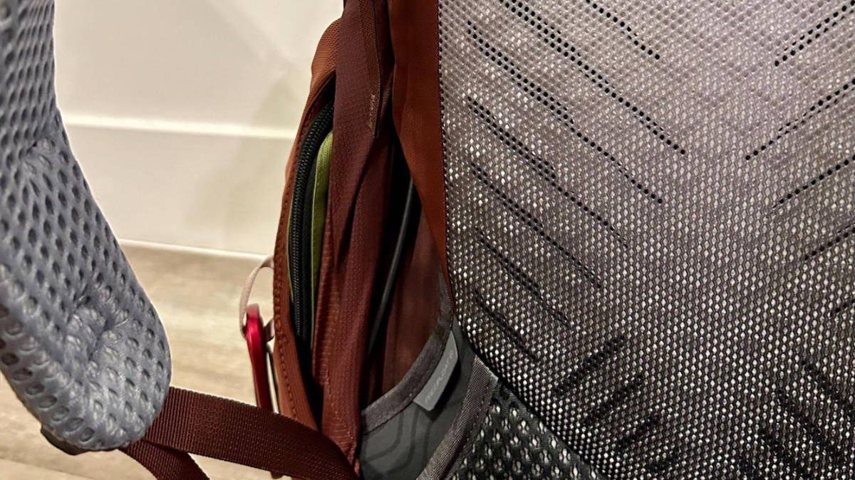 Close up view of the back panel of Gregory Maven