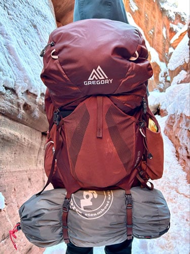 View of the Gregory Maven backpack external organization