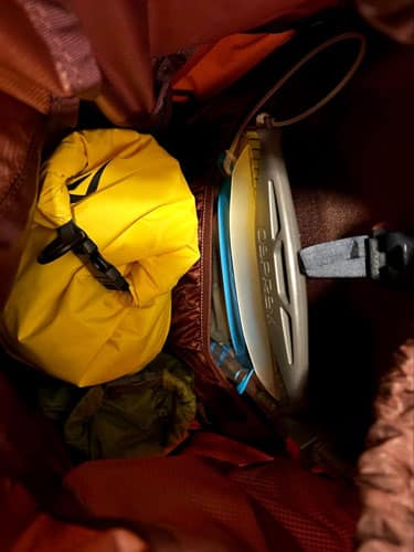 View inside the primary compartment of the Gregory Maven backpack