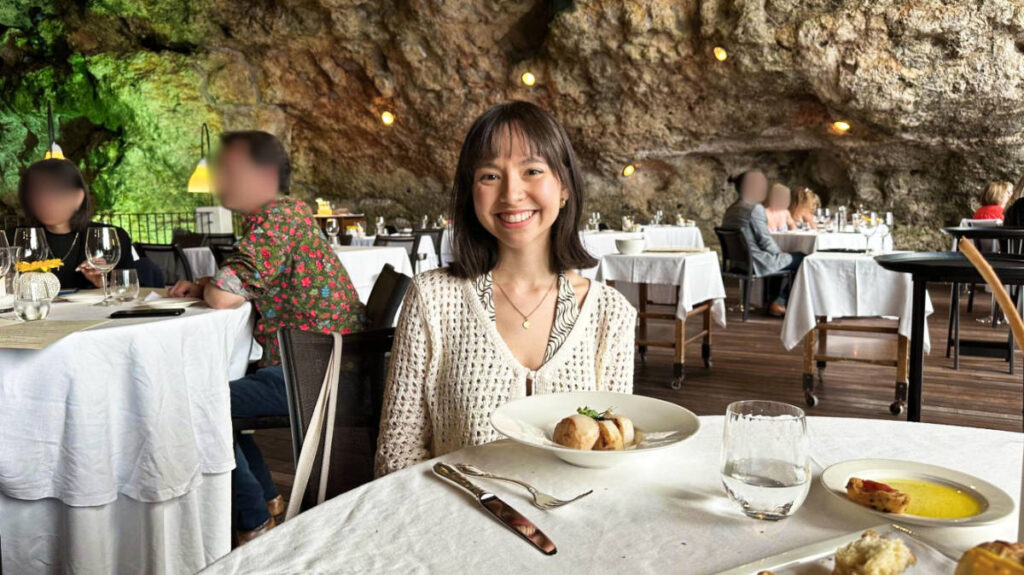 The author Lea Rose Allbaugh at the Grotta Palazzese