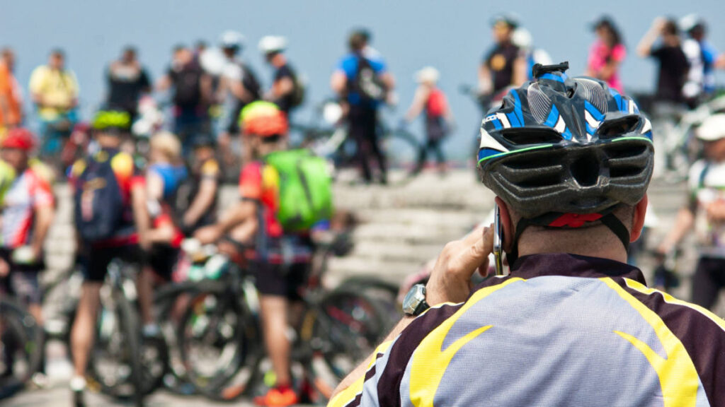 View of a group of cyclists
