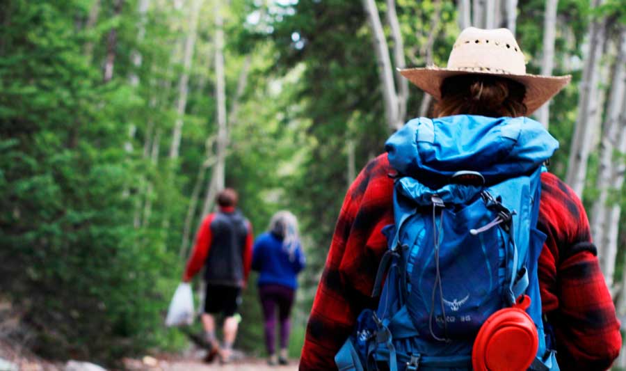 View of people going on a hike