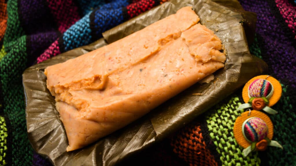 Closeup look at the traditional food called tamal