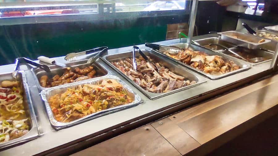 View of the Puerto Rican food in a buffet service