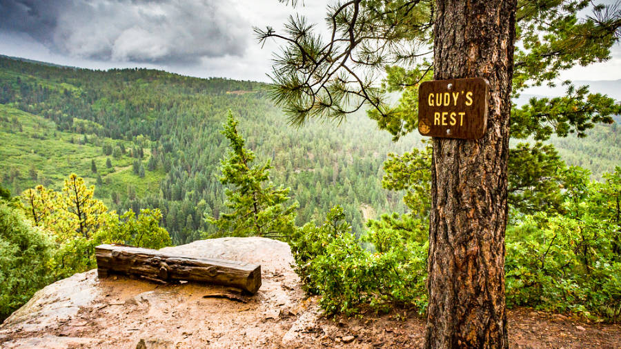 Scenic overlooking view from the view point of "Gudy's Rest" at Colorado Trail
