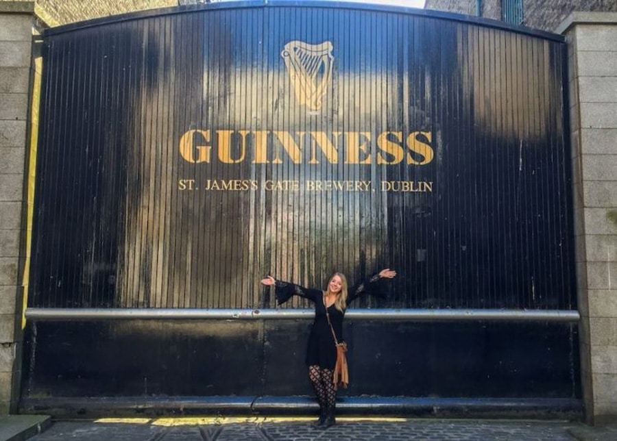 View of the author in front of the gate of Guinness Brewery