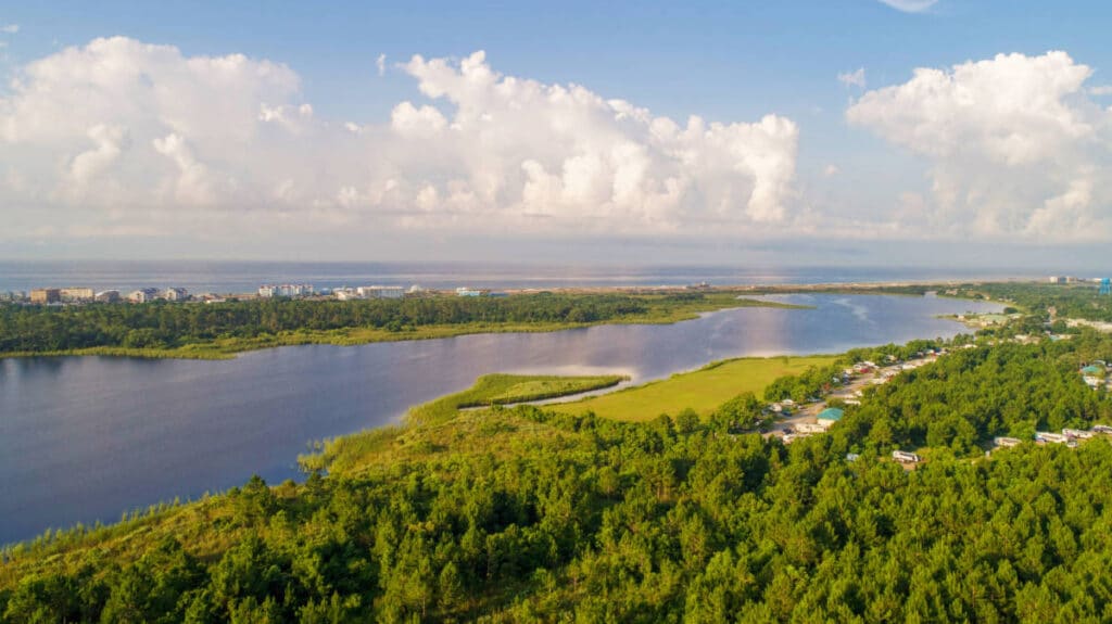 Aerial view of the Gulf State Park in Alabama