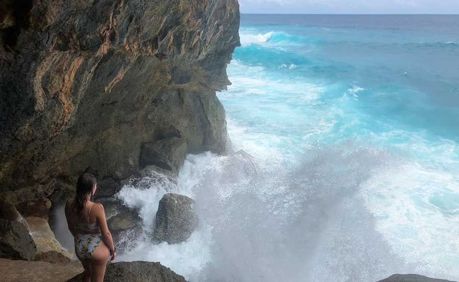 The author enjoying her day in Guyangan Waterfall Nusa Penida