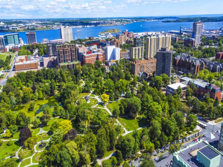 Aerial view of Halifax Public Gardens