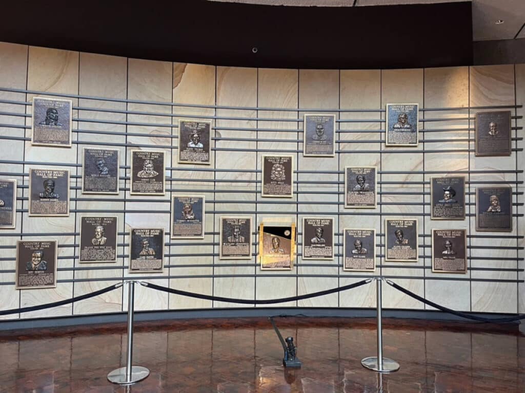 Plaques displayed at the Hall of Fame Rotunda