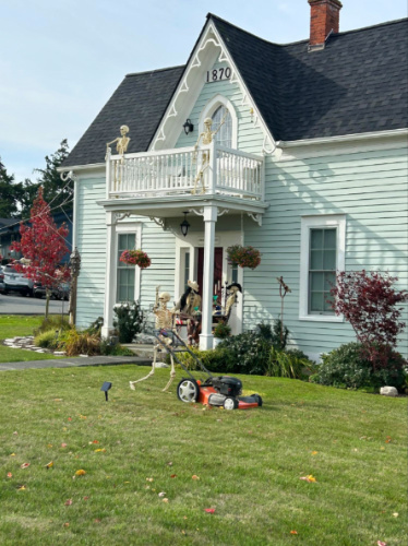 A house with Halloween decorations in Coupeville