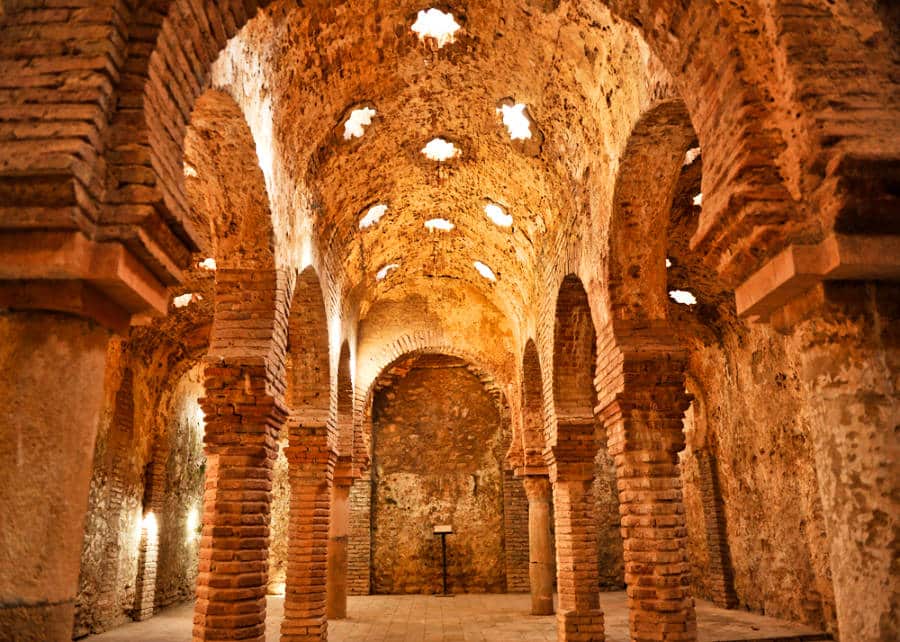 View inside the traditional Arab bathhouse in Malaga