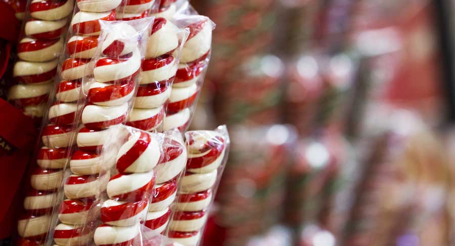 Close up view of candies in Hammond’s Candy Factory