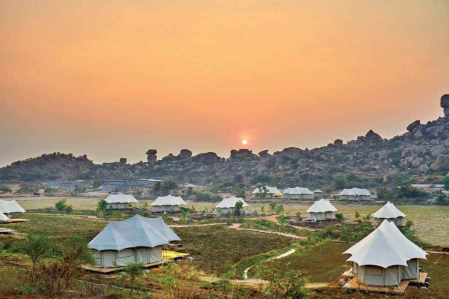 Scenic sunset view over Hampi