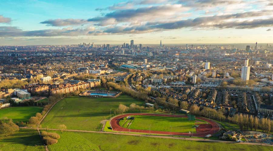Aerial view from the Hampstead Heath