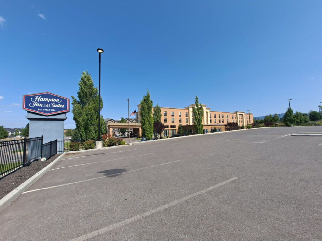 View of the parking space at Hampton Inn and Suites