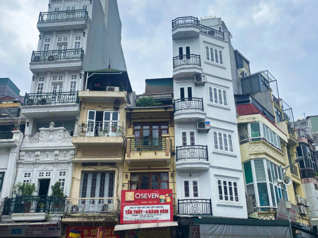 View of the residential buildings in the old quarter of Hanoi