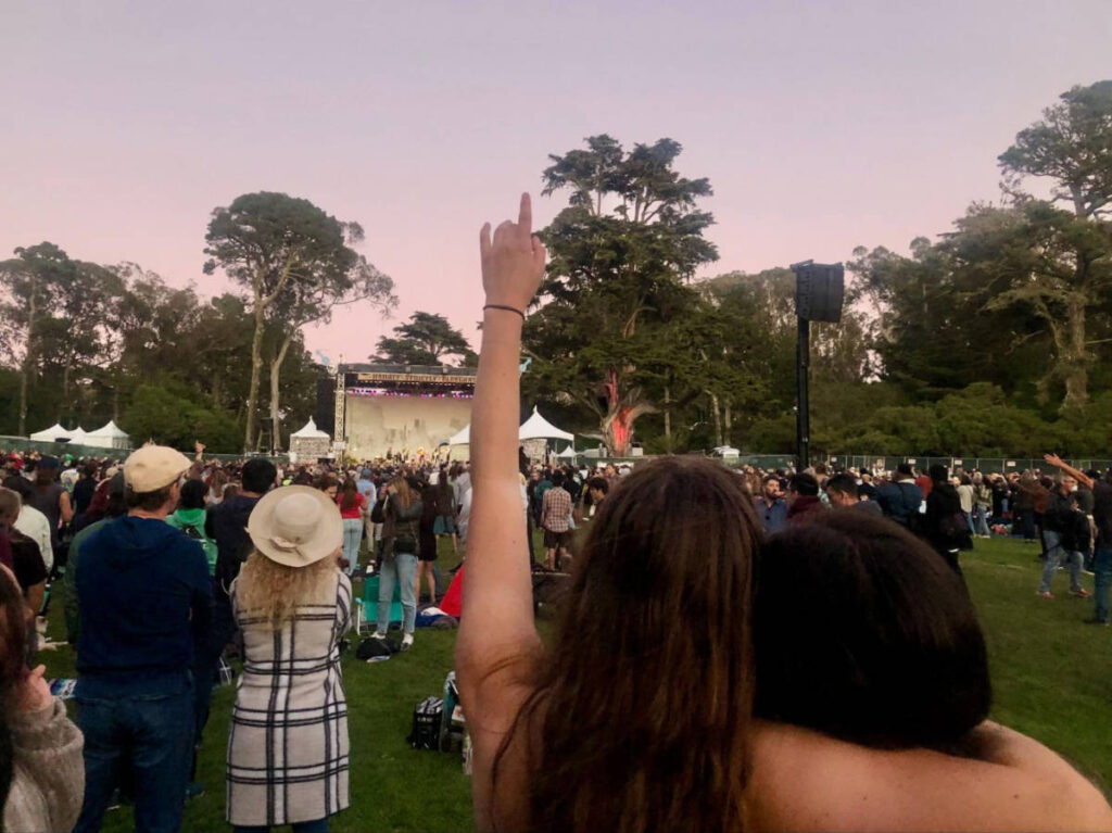 The author, Laura McFarland with her partner at the Hardly Strictly Bluegrass