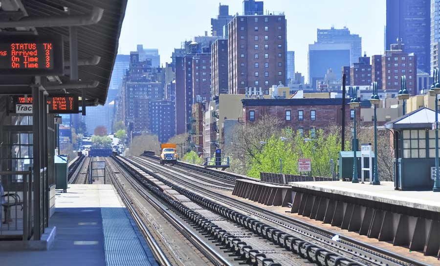 View of train tracks in Harlem in Upper Manhattan