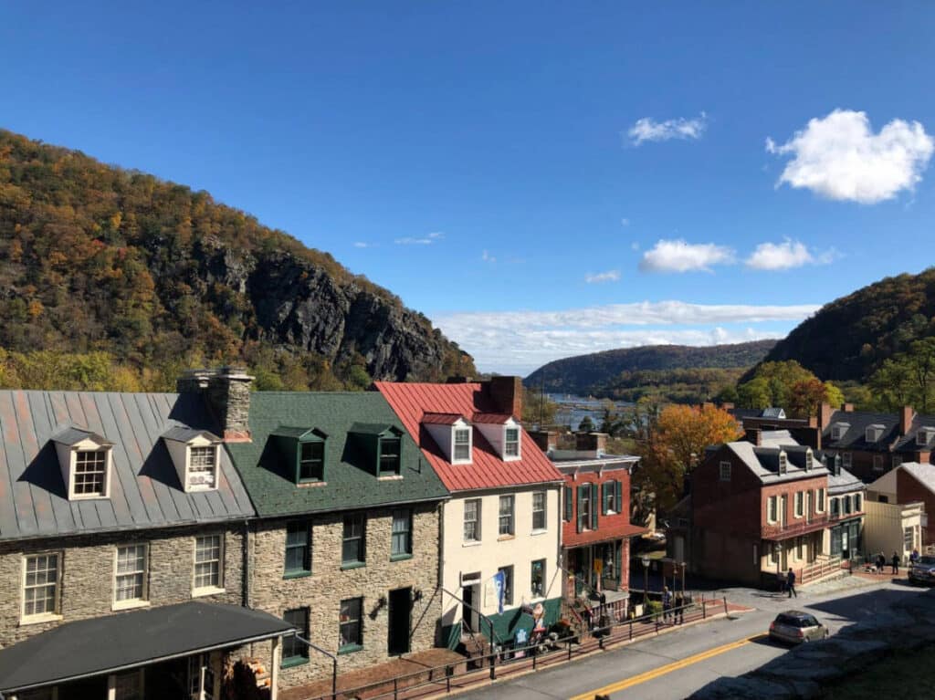 View of houses in Harpers Ferry, West Virginia
