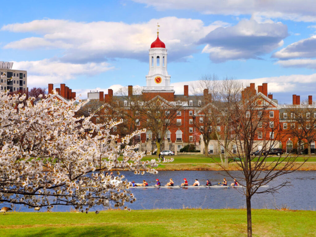 View of Harvard University in spring
