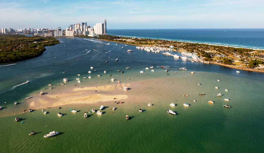 Aerial view of the Haulover Sandbar
