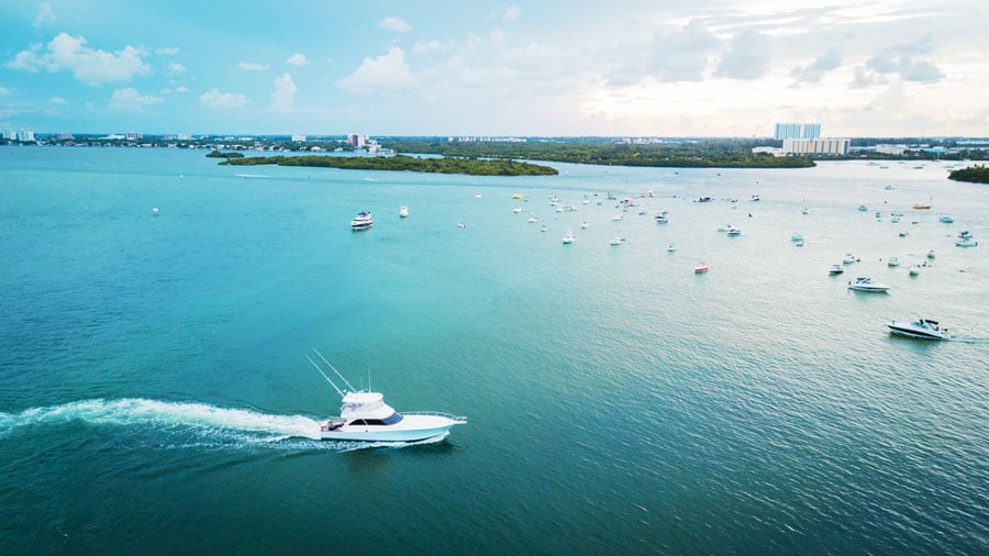 Aerial view of the Haulover Beach in Miami