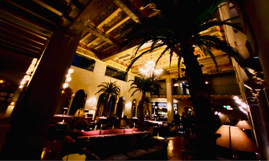 The Roosevelt Hotel lobby at night