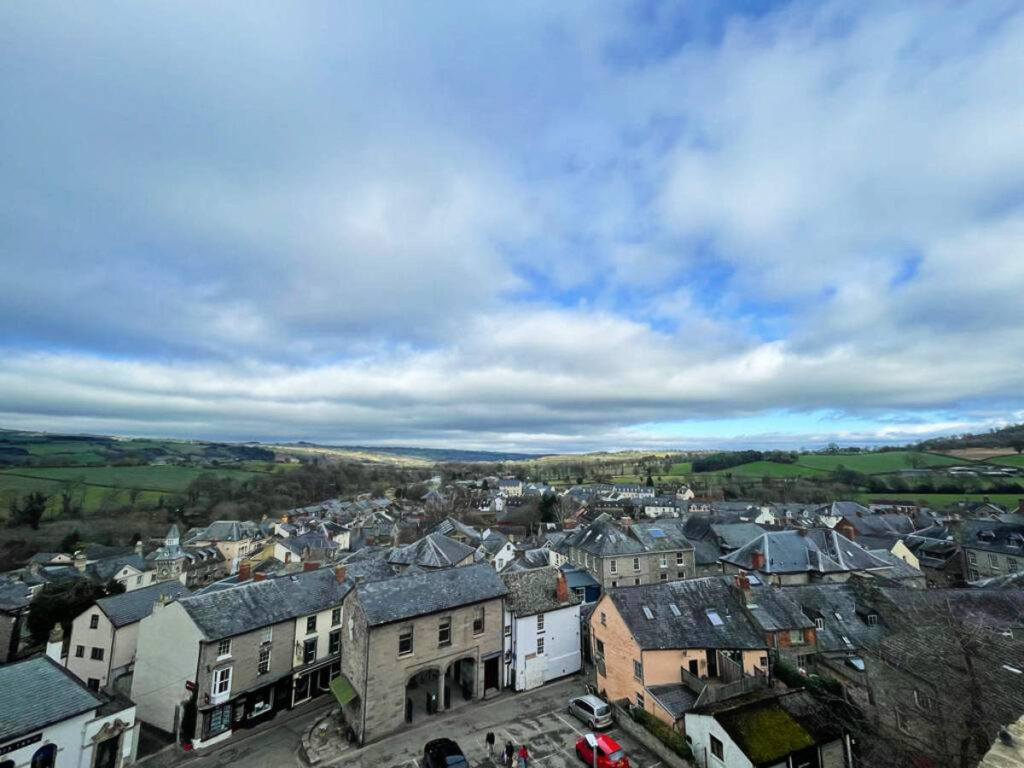 Overlooking view of Hay on Wye from a castle