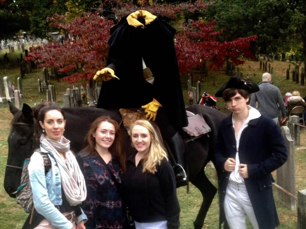 The author, Niamh Hayes with her friends at the Headless Horseman Attraction