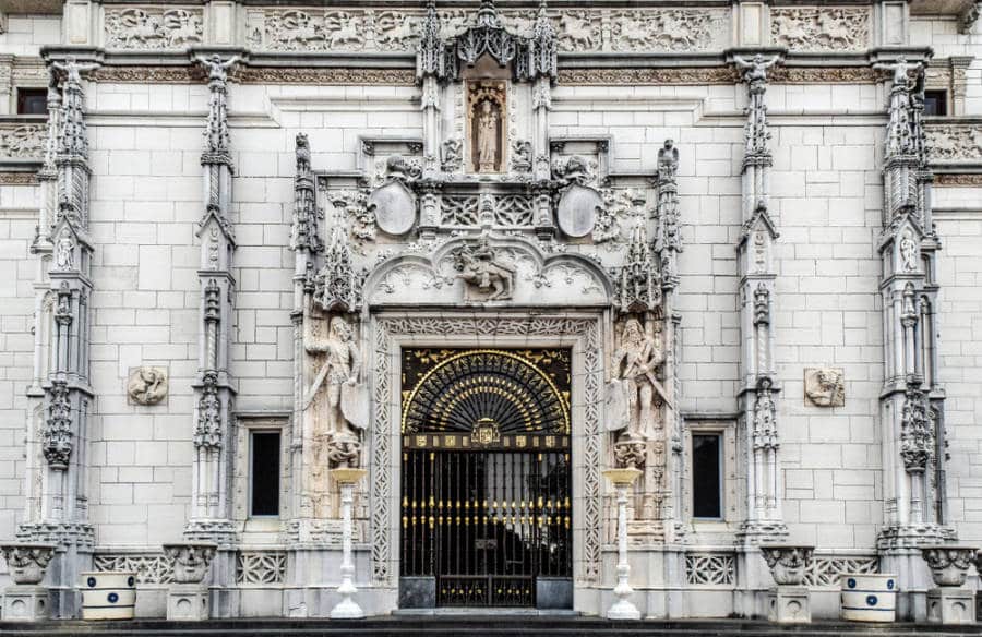 Exterior view of the magnificent façade of Hearst Castle