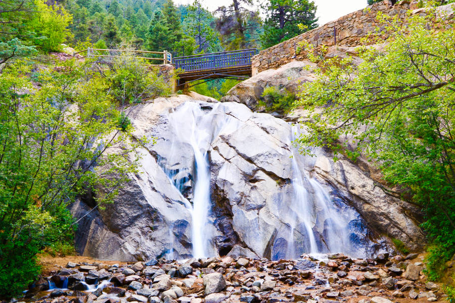 View of the bridge over the Helen Hunt Falls
