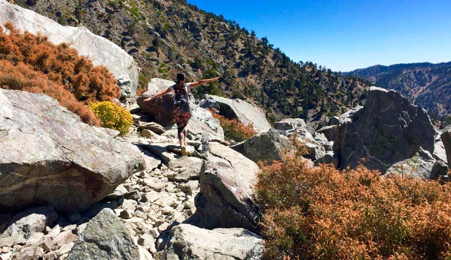 The author posing for a photo during her hike in Angeles National Forest
