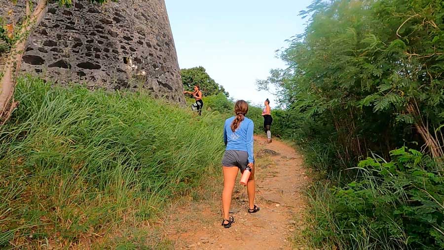 The author's wife having a hike in one of the hiking trails in St. John
