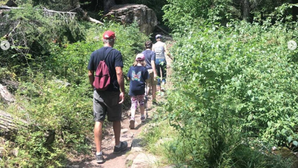 The author's family during their hike at the Hanging Lake