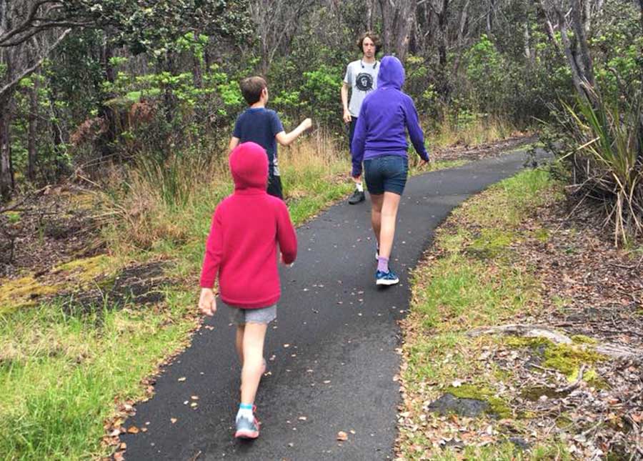 The author's family during their hike in Hawaii