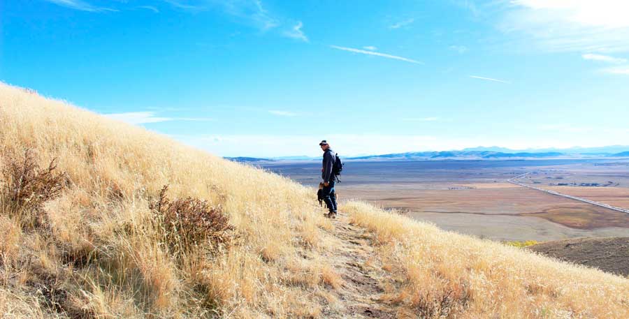 The author's husband during a hike with an overlooking view