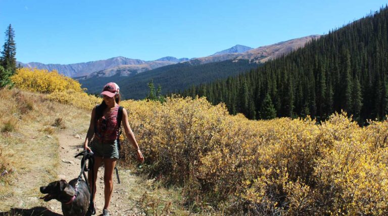 Author Abigail and her dog enjoying their hike in Colorado