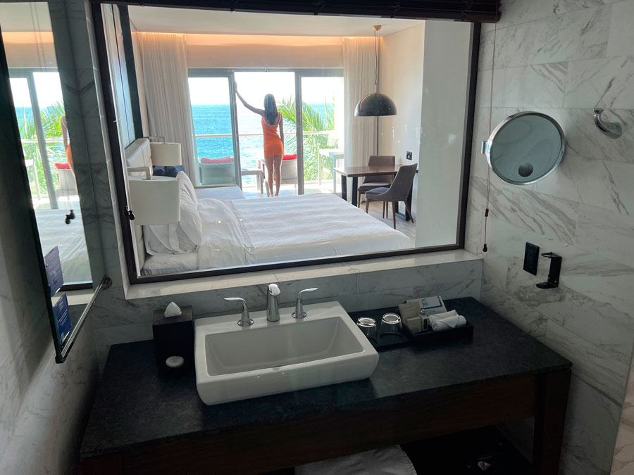 Clara on the reflection of a mirror in Hilton Riviera Resort