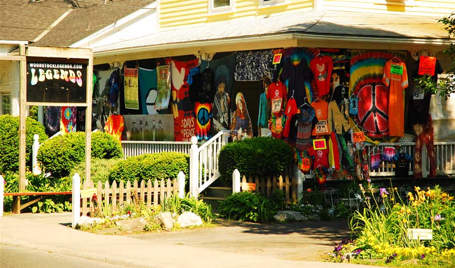 View from the outside of a hippie store in Woodstock