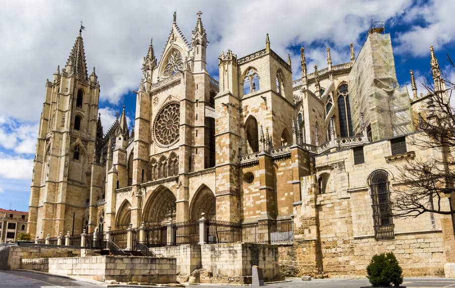 Stunning exterior view of the architectural cathedral in Leon.