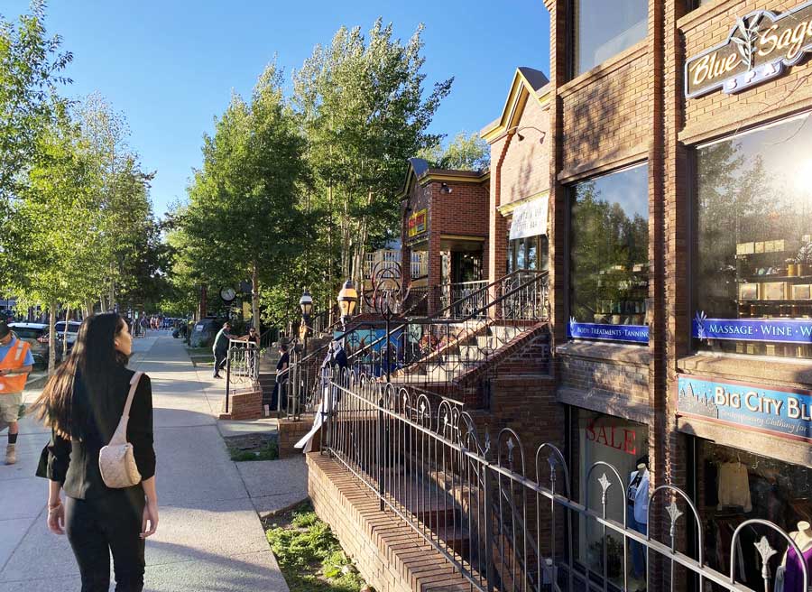 Clara taking a downtown stroll in Breckenridge