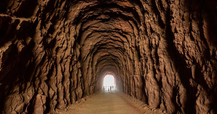 People at the end of the Historic Railroad Trail