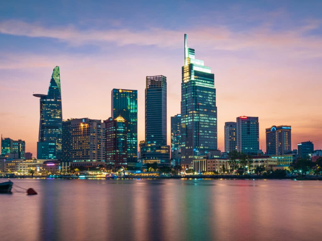 Scenic sunset view over the Ho Chi Minh City skyline