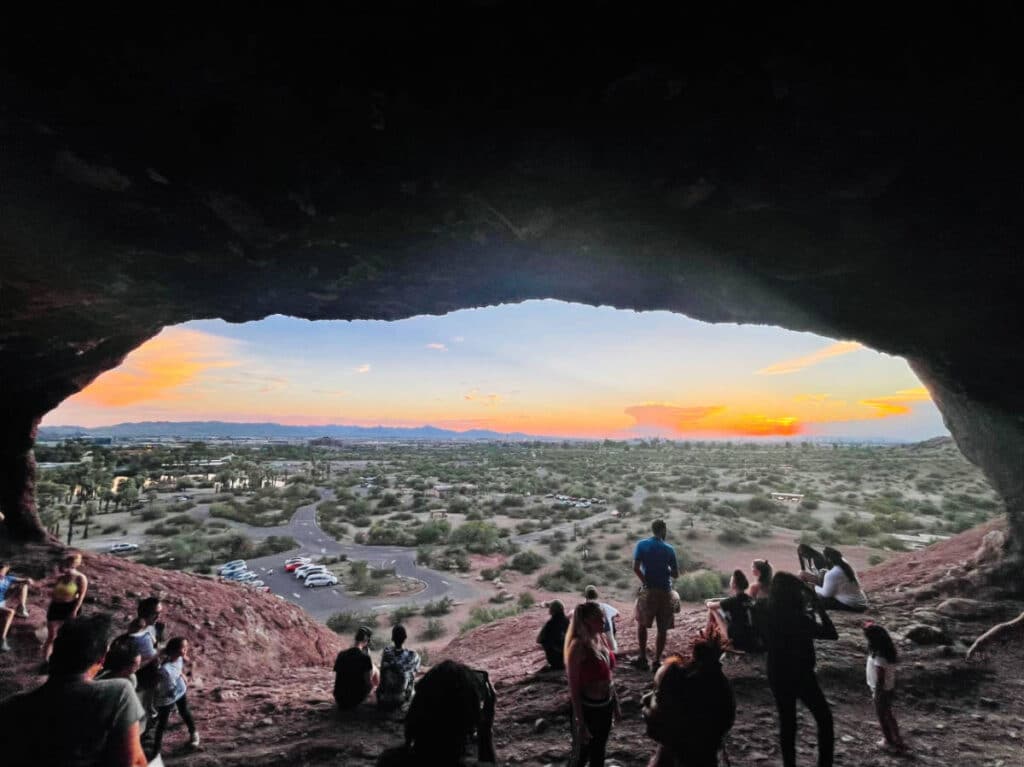 People watching the sunset at the Hole in the Rock Trail
