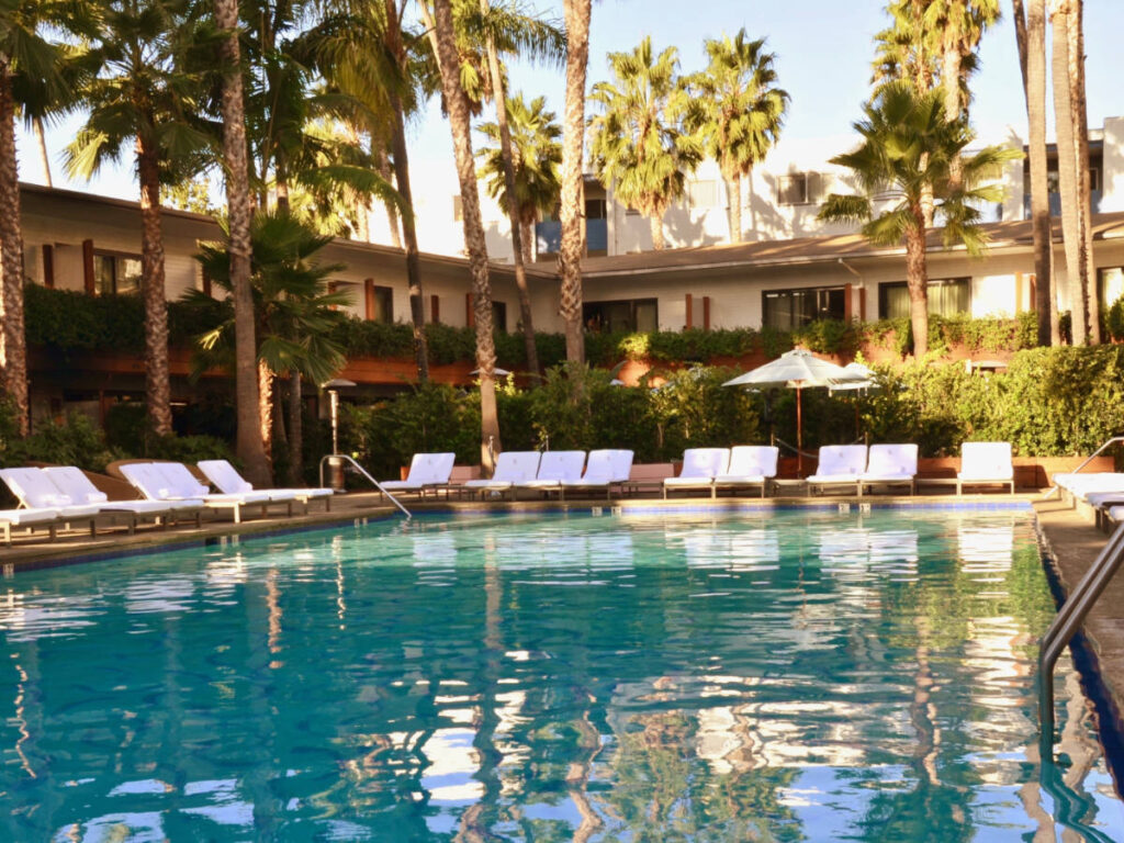 View from the pool area in Hollywood Roosevelt Hotel