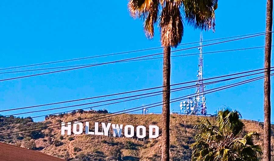 View of the famous Hollywood sign from afar