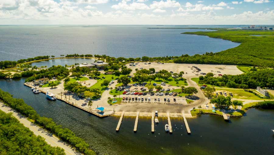 Aerial view of the Homestead Bayfront Park