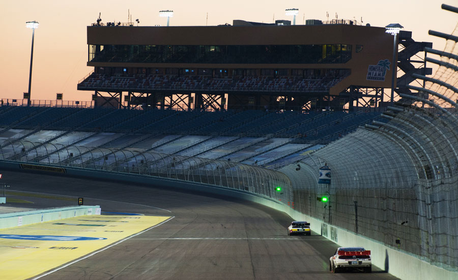 View of race cars in Homestead-Miami Speedway